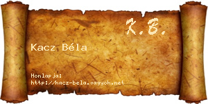 Kacz Béla névjegykártya
